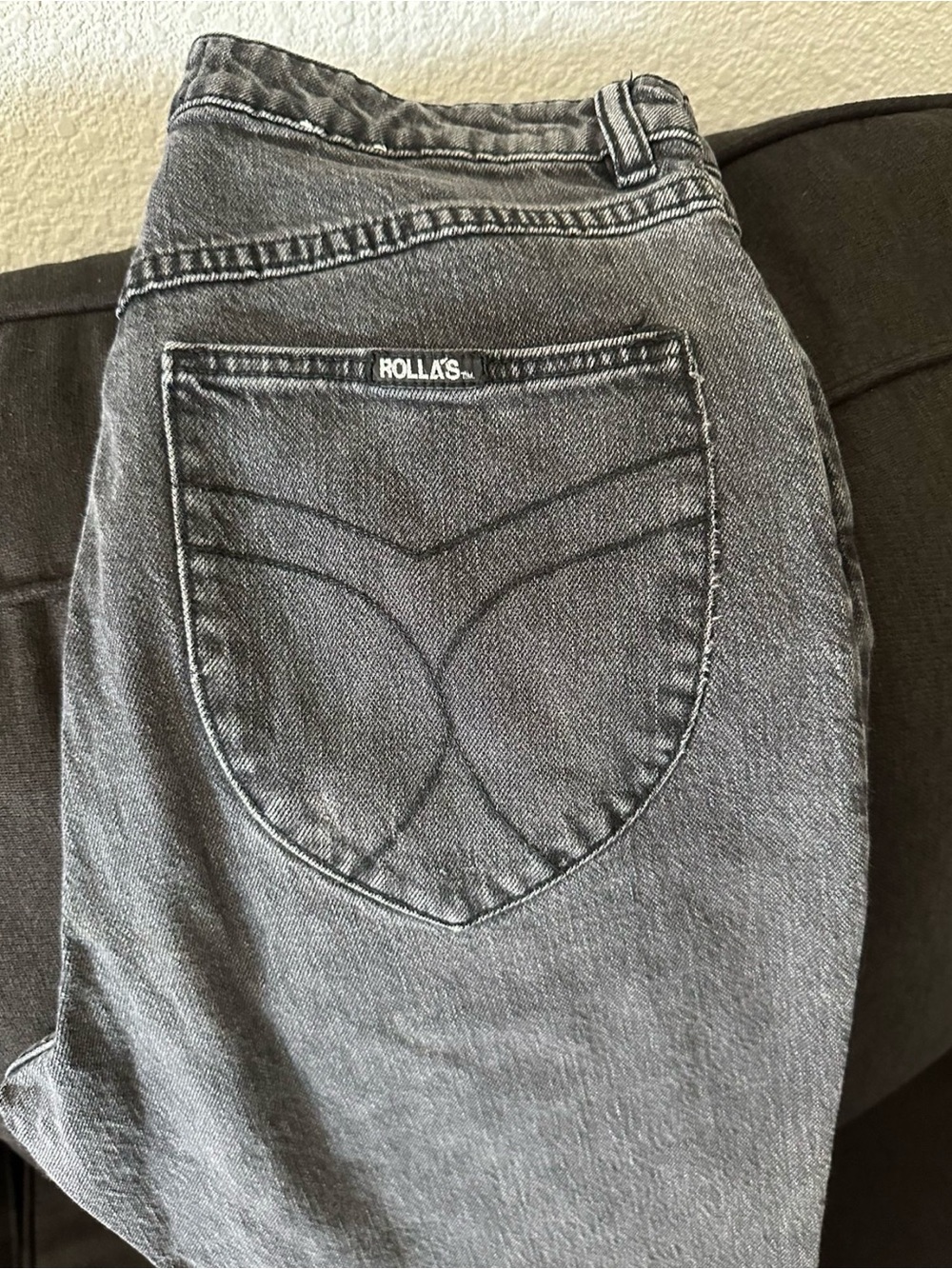 ROLLA'S Black Washed Denim Jeans with Stitched Back Pocket